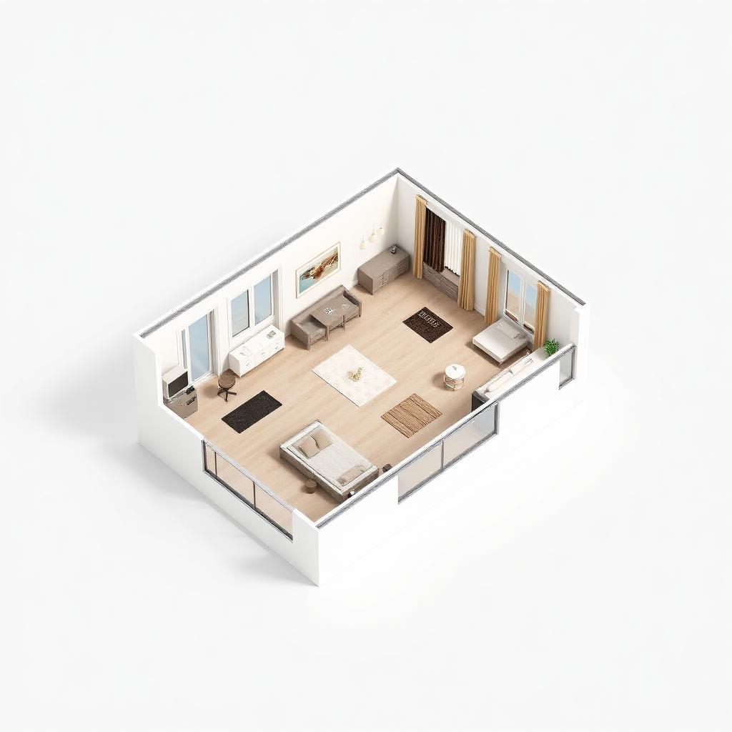3 BHK Premium floor plan render
