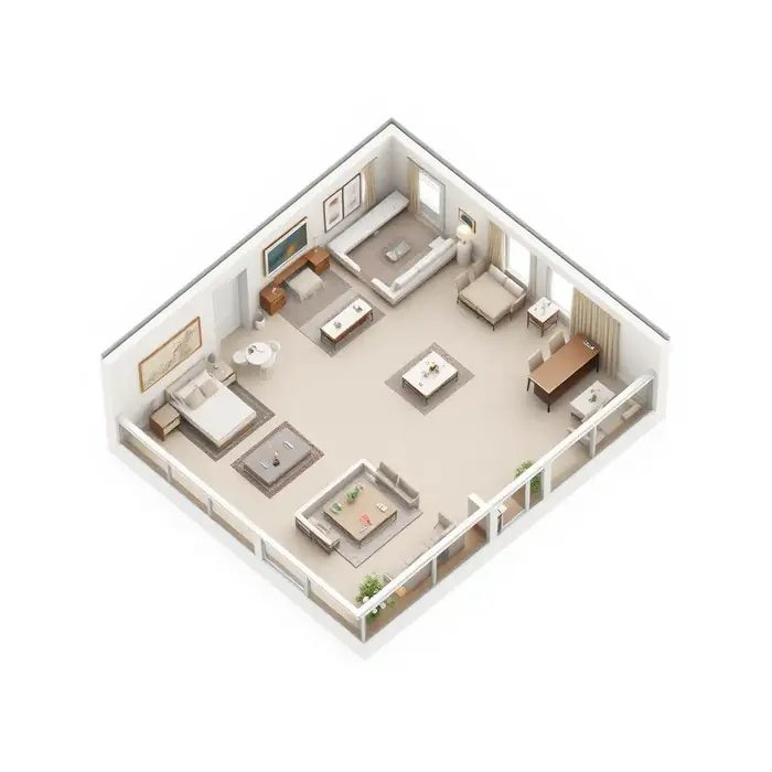 4 BHK Grande floor plan render